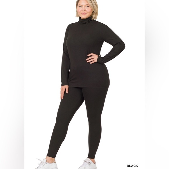 New! PLUS MICROFIBER MOCK NECK TOP & LEGGINGS SET Size 1X 2X 3X - Picture 1 of 4